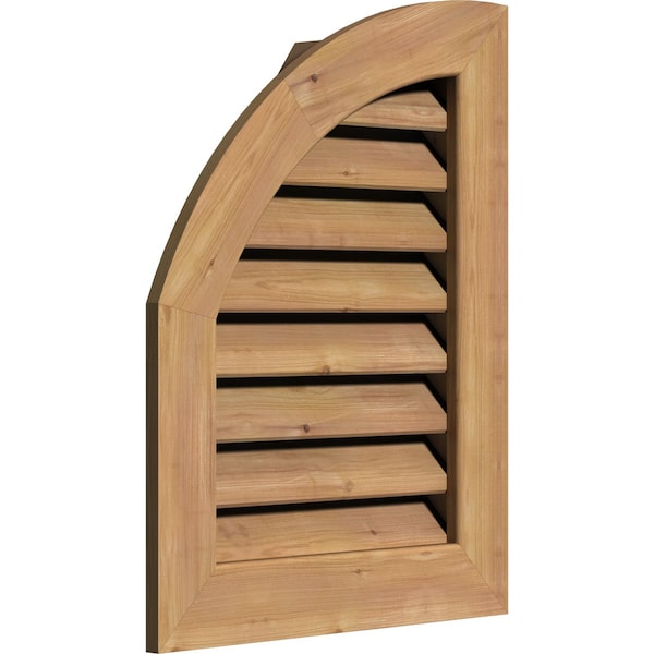 Quarter Round Top Left Functional Western Red Cedar Gable Vnt W/1 X 4 Flat Trim Frame, 08W X 18H